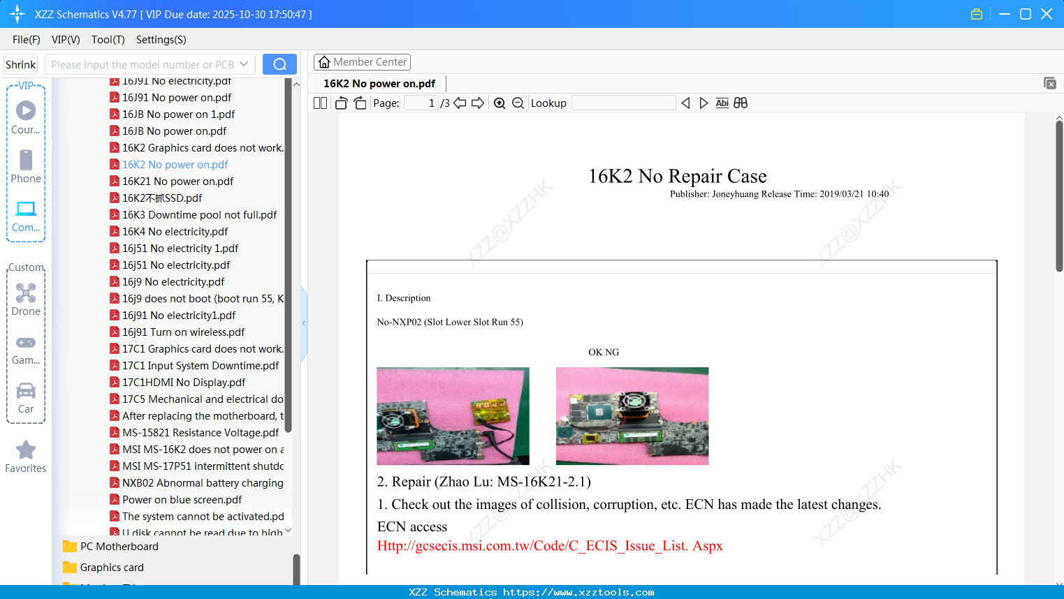 Laptop MSI 16K2 No Power On